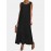 Casual Solid Color Ruffled Hem O-neck Pleated Long Maxi Tiered Dress