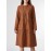 Solid Button Half Placket Long Sleeve Stand Collar Dress