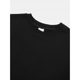 Mens Japanese Cartoon Cat Print Crew Neck Pullover Sweatshirts Winter