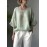 Women Solid Crew Neck Cotton Drop Shoulder Loose Blouse