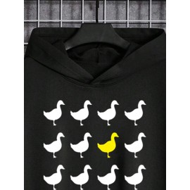 Mens Contrast Goose Letter Print Casual Long Sleeve Hoodies Winter