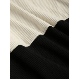 Mens Smile Embroidered Color Block Patchwork Quarter Button Corduroy Hoodies Winter